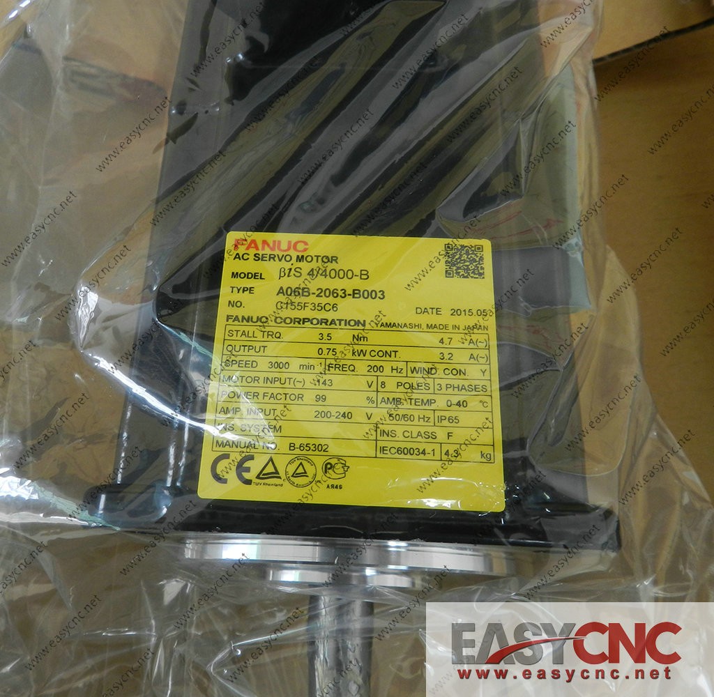 A06B-2063-B003 Fanuc ac servo motor Bis 4/4000-B new