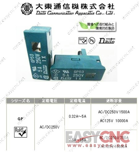 A60L-0001-0245/GP05 Fanuc fuse daito GP05 0.5A new
