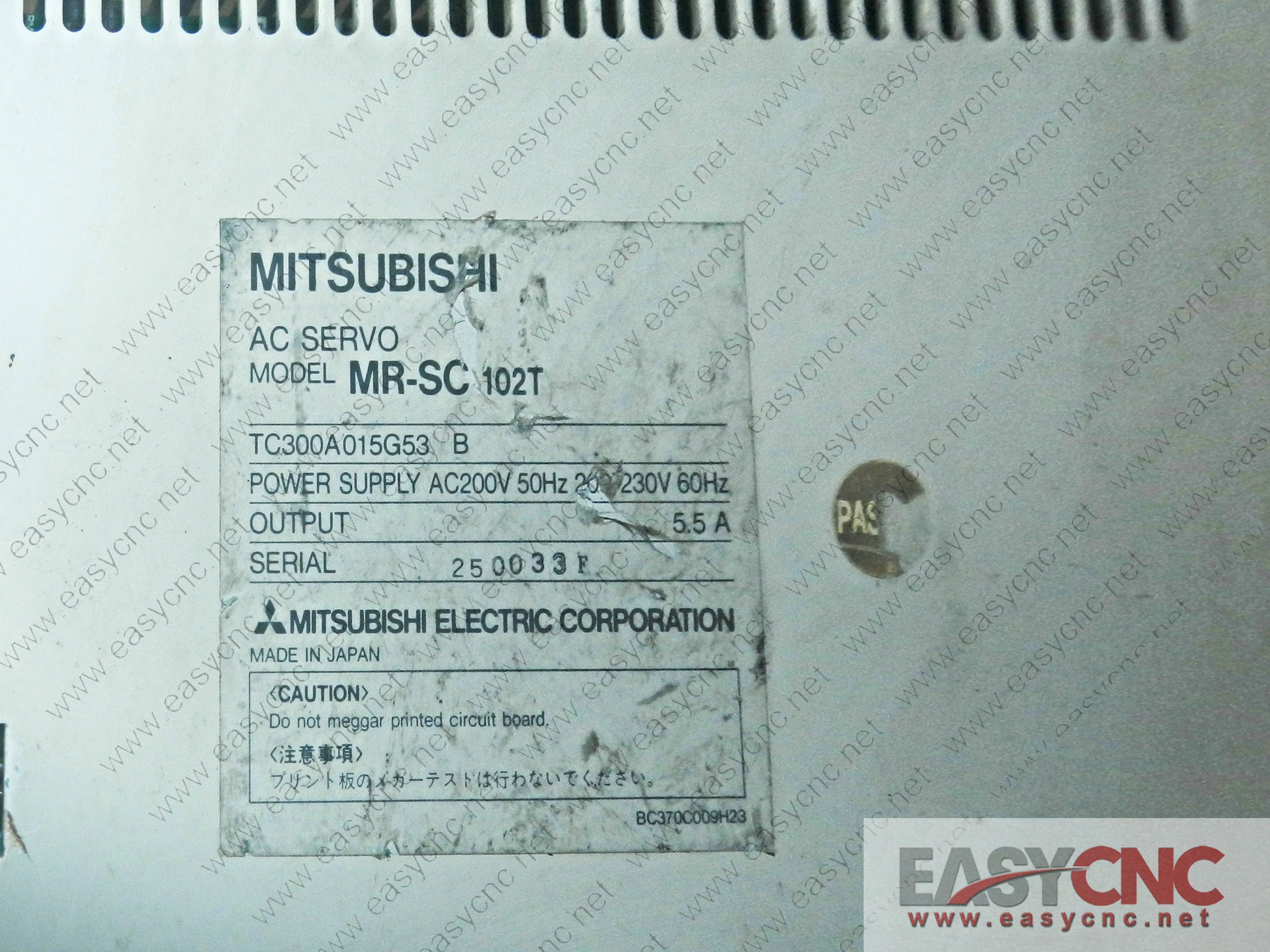 MR-SC102T Mitsubishi AC servo used