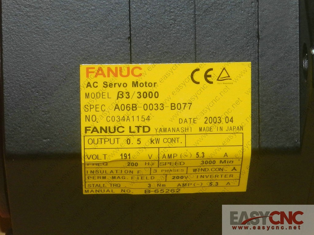 A06B-0033-B077 Fanuc ac servo motor used