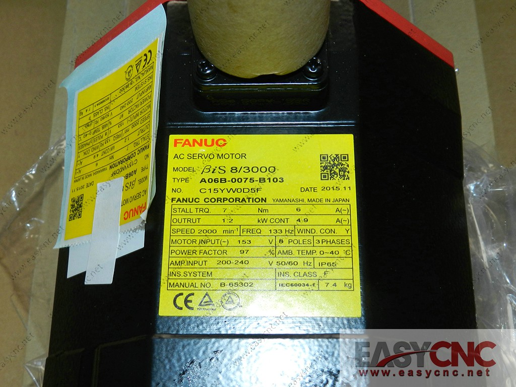 A06B-0075-B103 Fanuc ac servo motor Bis8/3000 new