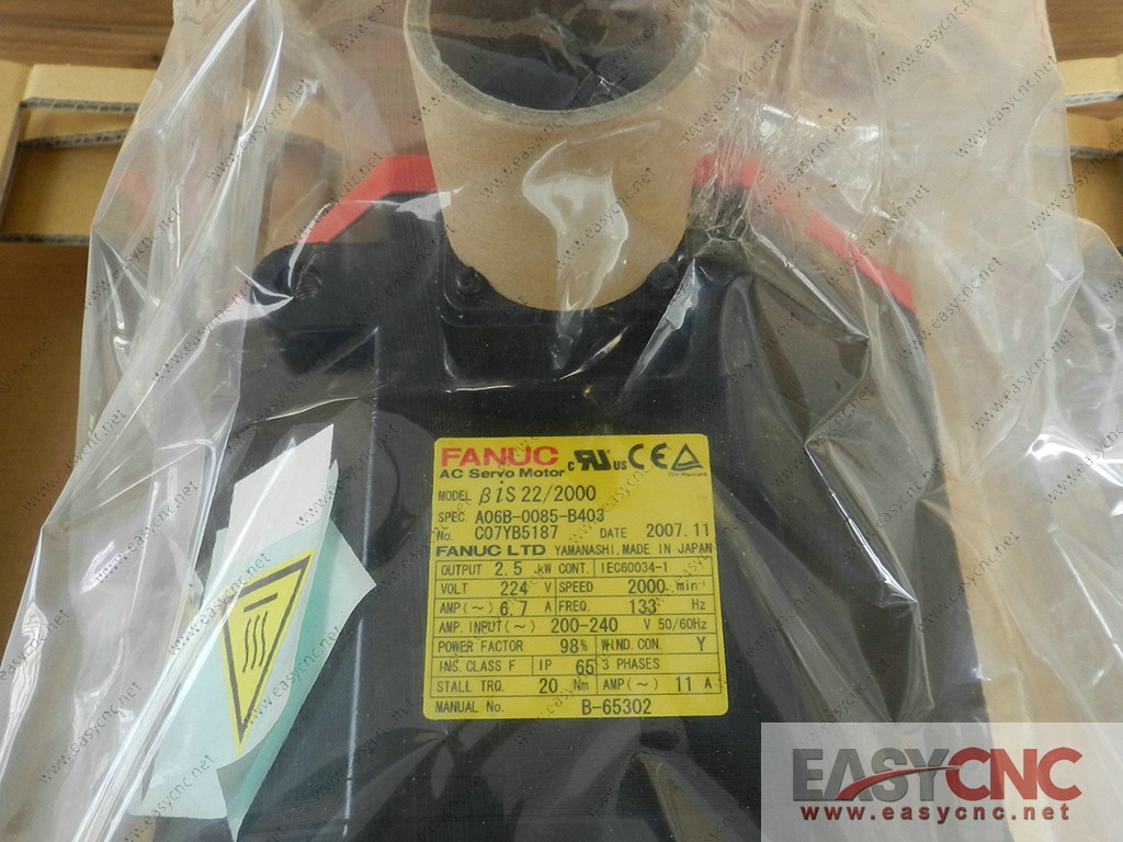 A06B-0085-B403 Fanuc ac servo motor Bis22/2000 new