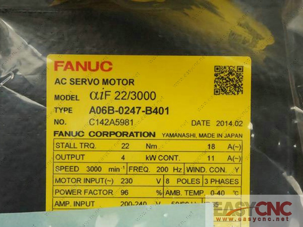 A06B-0247-B401 Fanuc ac servo motor aiF22/3000 new