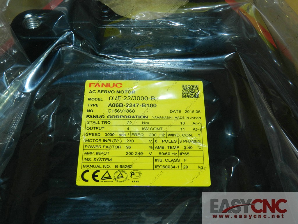 A06B-2247-B100 Fanuc ac servo motor aiF22/3000-B new