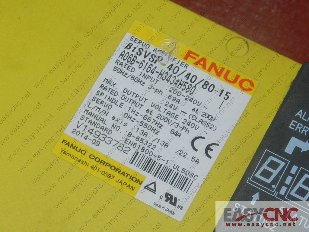 A06B-6164-H343#H580 Fanuc servo amplifier BiSVSP40/40/80-15 used