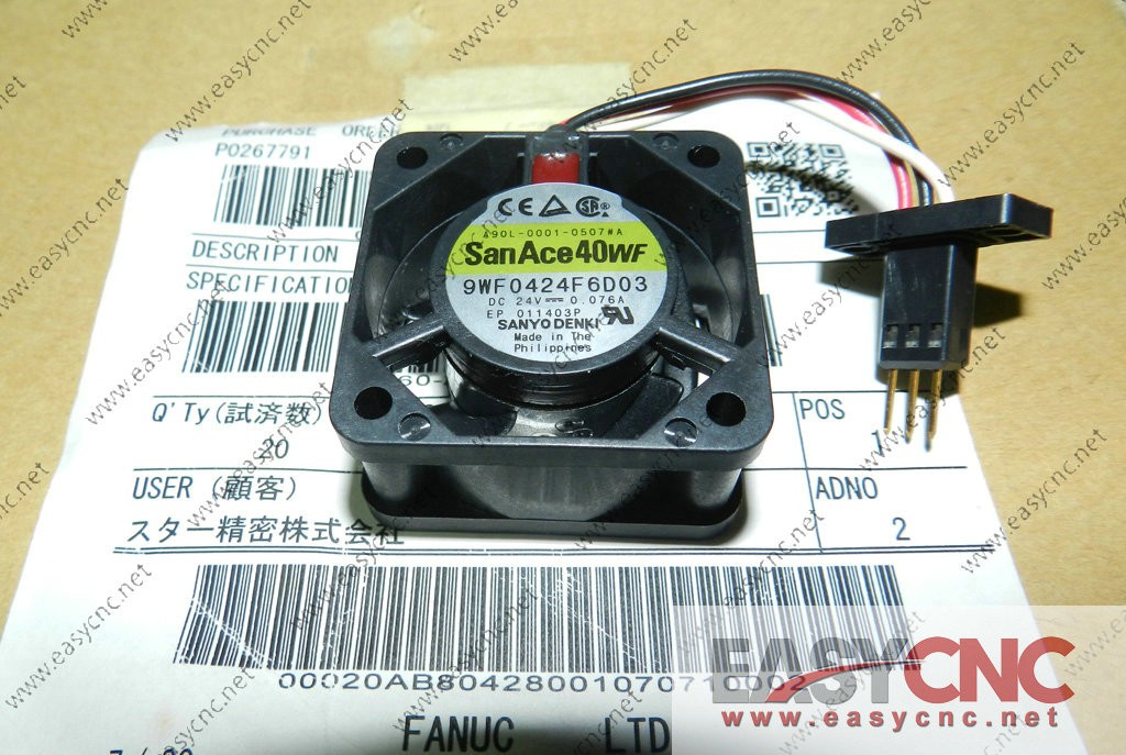 A90L-0001-0507#A 9WF0424F6D03 Sanyo fan with Fanuc black connectorS new