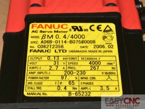 A06B-0114-B075#0008 Fanuc ac servo motor Bis0.4/5000 used