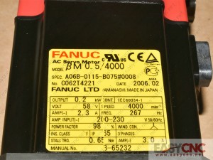 A06B-0115-B075#0008 Fanuc ac servo motor BM0.5/4000 used
