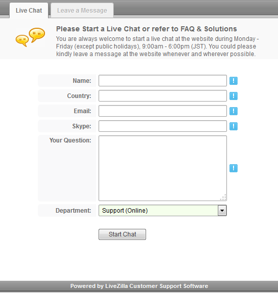 Start a Live Chat